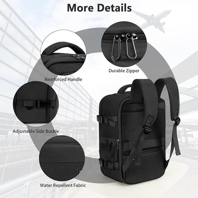 OTAHGK Cabin Bags 40×20×25 for Underseat Carry-ons Travel Backpack Hand Luggage Bag Flight Rucksack Casual Daypack School Office Backpack Fit 14 Inch Laptop with USB Charging Port-Black