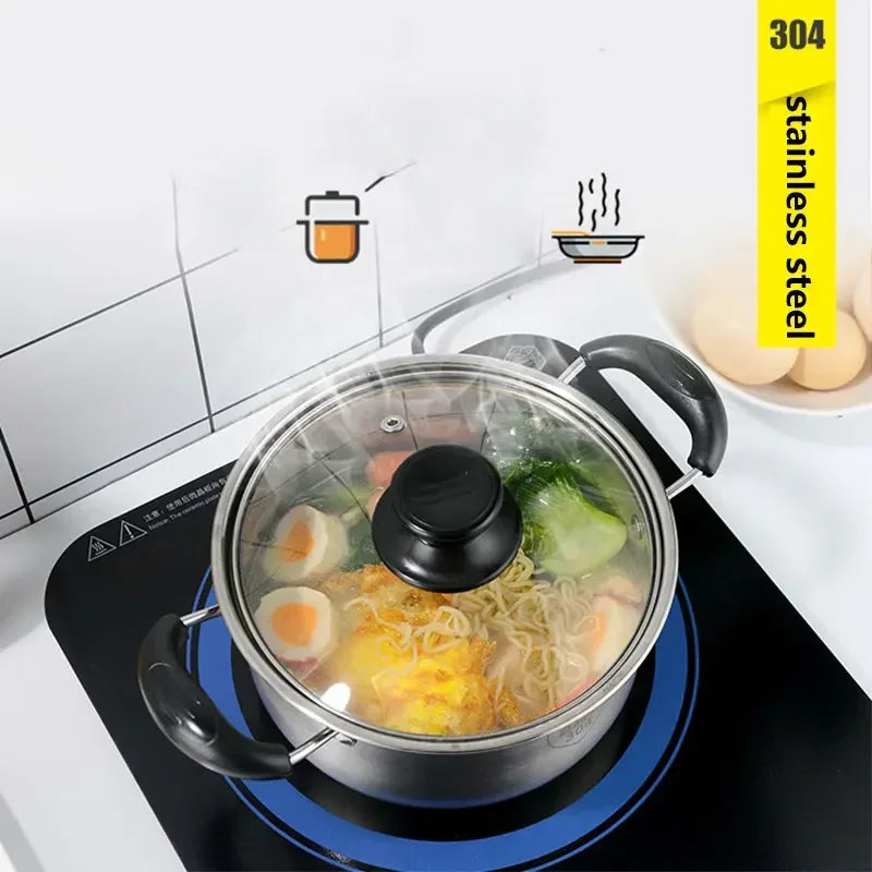 Stainless Steel Saucepan Non-stick Frying Pan With Glass Cover Cookware For Kitchen Cooking Pots Kitchenware Induction Cooker