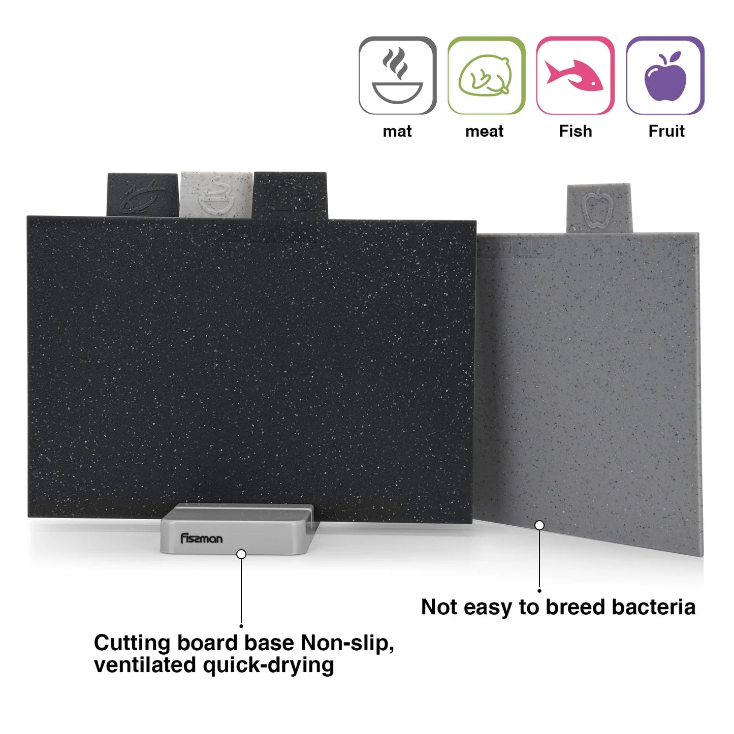 4pcs Cutting Board Set With Storage Kitchen Plastic Chopping Block Non-slip Marble Coating Anti Bacterium Fiber Mats