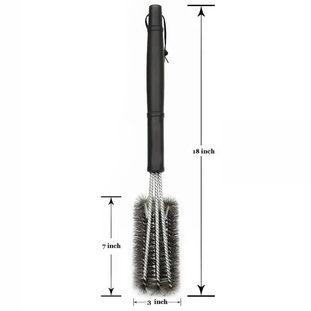 Grill Cleaning Brush BBQ Tool Grill Brush 3 Stainless Steel Brushes In 1