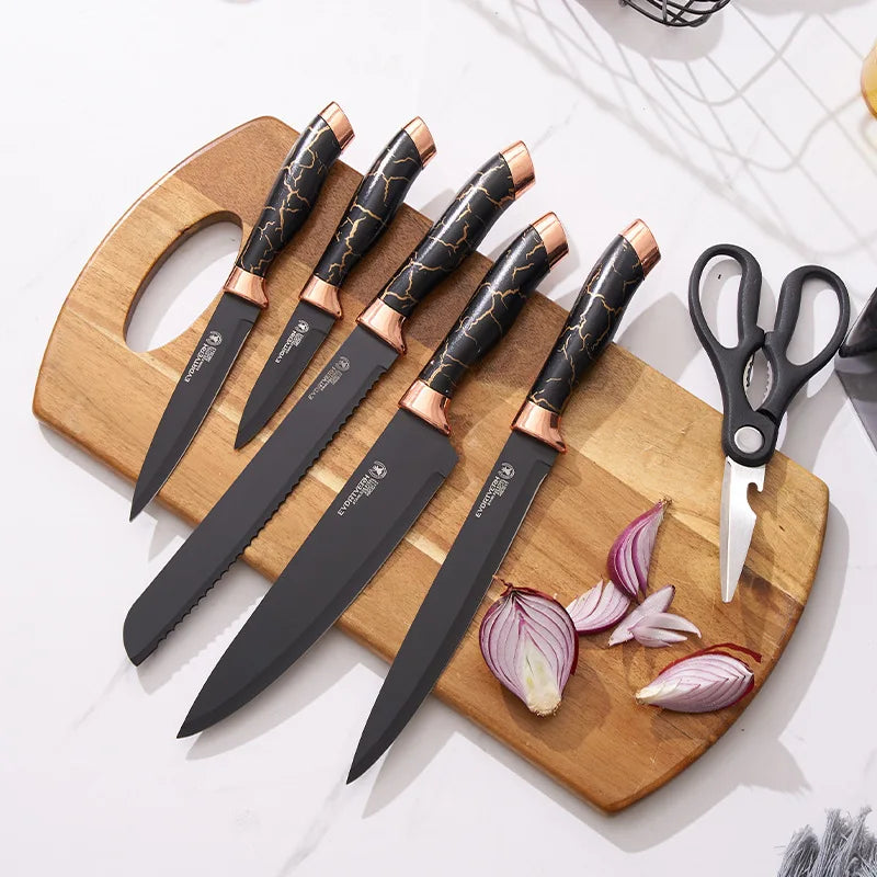 PLYS 7PCS/Set Kitchen Knife ,Stainless Steel 7.5 inch Professional Chef Knife,Kitchen Cooking Slicing Knife