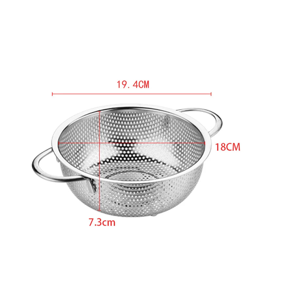 Drain Colander Mesh Strainer Basket Washing Bowl Noodle Metal Food Cover Rice Water Drainer Kitchen