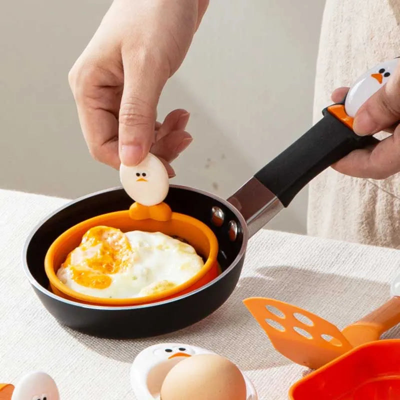 Mini Fry Pan Stainless Steel Non-stick Frying Pan for Eggs and Dumplings Oil Spout Spatula Cookware  Pans Kitchen