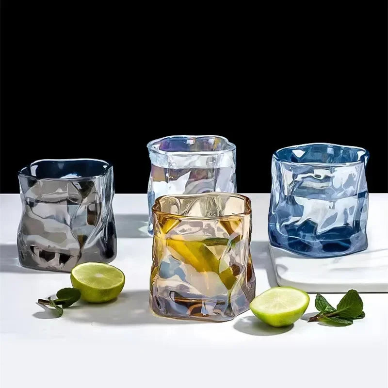 Twisted Transparent  Glass Cup Decor Whisky Cocktail Beer Glas Wine Tea Mok Kitchen Bar Club Wijn Glas festival Party Supplies