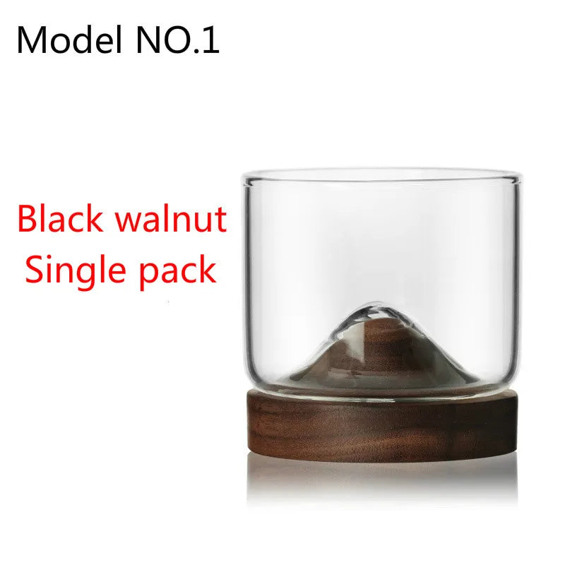 120ml Creative with Coaster Whisky Gift Wine Red Wine Glass Vodka Flat Cup Bar Family Distilled Beverage Drinking Set Hill Cup