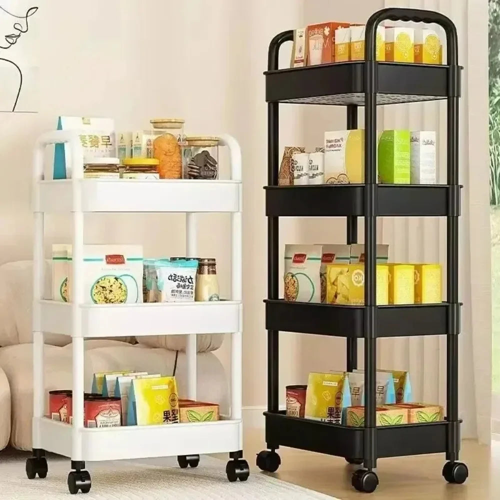 Mobile Storage Rack Trolley Household Kitchen Organizer Multi Storey Bathroom Cart Bedroom Snacks Storage Shelf Home Accessories