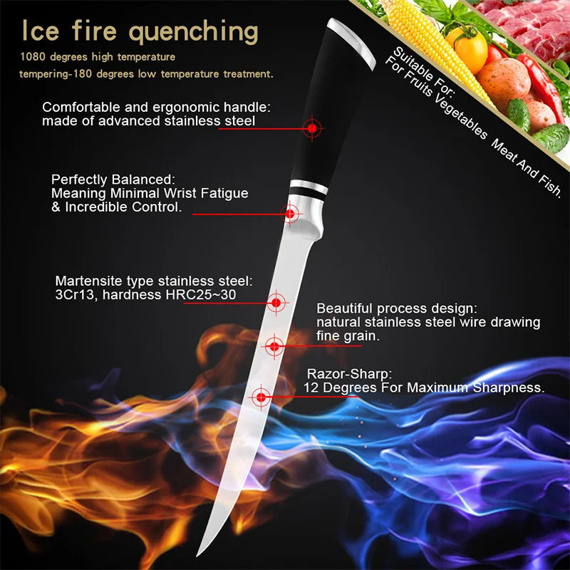 6inch Sharp Chef Slaughtering Fish Meat Cleaver Professional Stainless Steel Boning Knife Kitchen Knife Cutting Fruit Knives