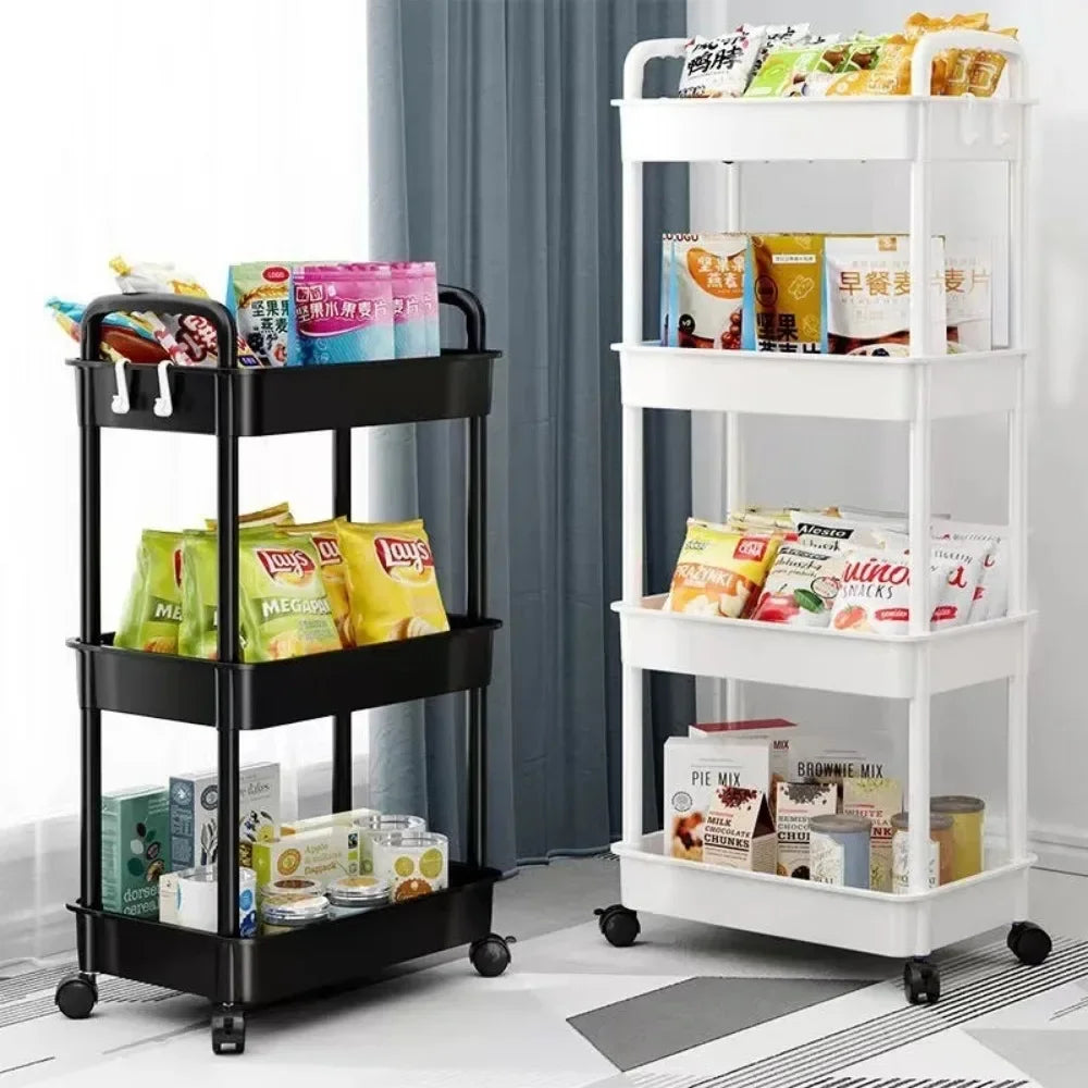 Mobile Storage Rack Trolley Household Kitchen Organizer Multi Storey Bathroom Cart Bedroom Snacks Storage Shelf Home Accessories