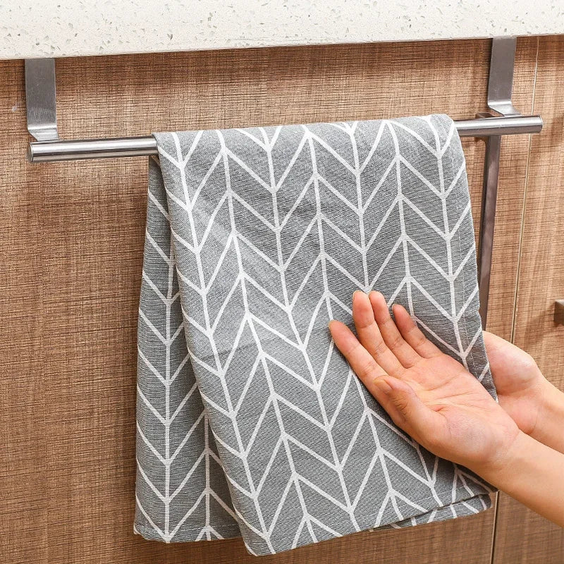 Towel Rack No-Punch Cabinet Door Back Rag Hangers Towel Bar Stainless Steel Bathroom Kitchen Cabinet Towel Rag Holder