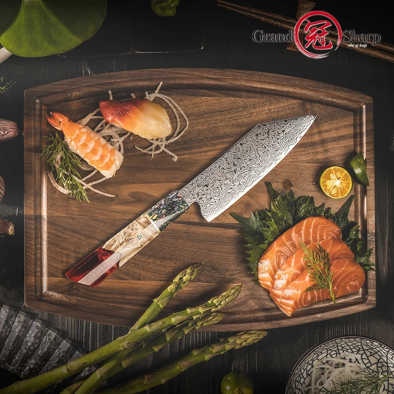 Damascus Knife 5.5 inch Kiritsuke Kitchen Chef Japanese Knife AUS-10 High Carbon Stainless Steel Knives Cooking Tools Grandsharp