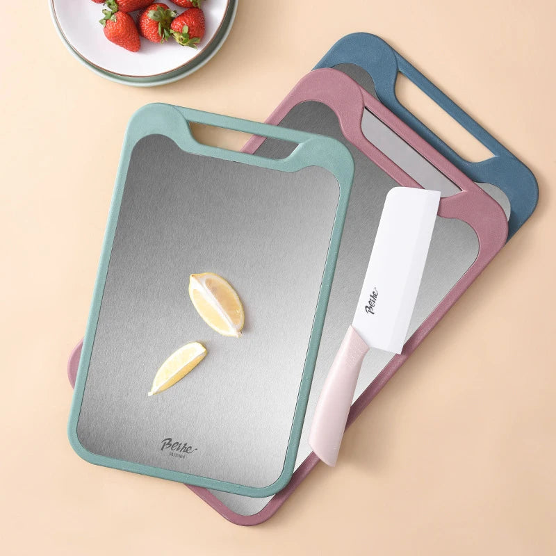 Cutting Board Two Sides Of  Stainless Steel and Plastic Dual-purpose Multifunctional Cut Vegetables and Meat Chopping Boar