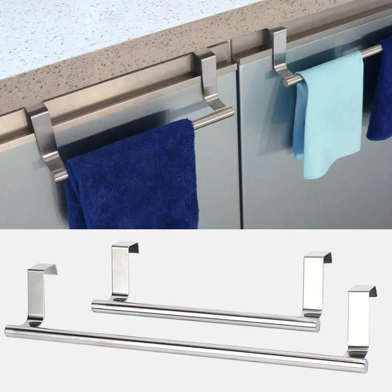 Towel Rack No-Punch Cabinet Door Back Rag Hangers Towel Bar Stainless Steel Bathroom Kitchen Cabinet Towel Rag Holder