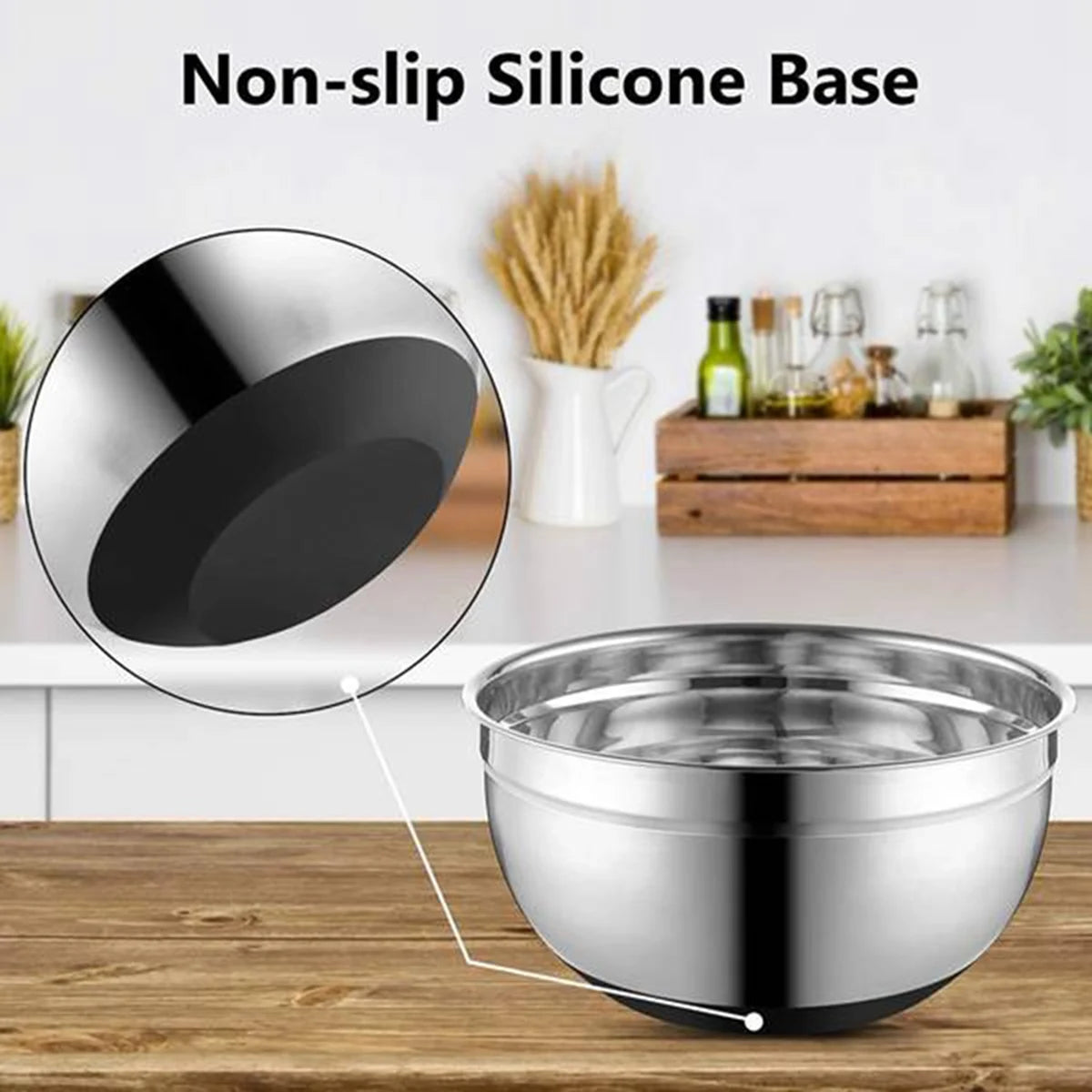 Stainless Steel Mixing Bowls Salad Bowl Non-Slip Stackable Serving Bowl with Airtight Lids for Kitchen Cooking Baking Et