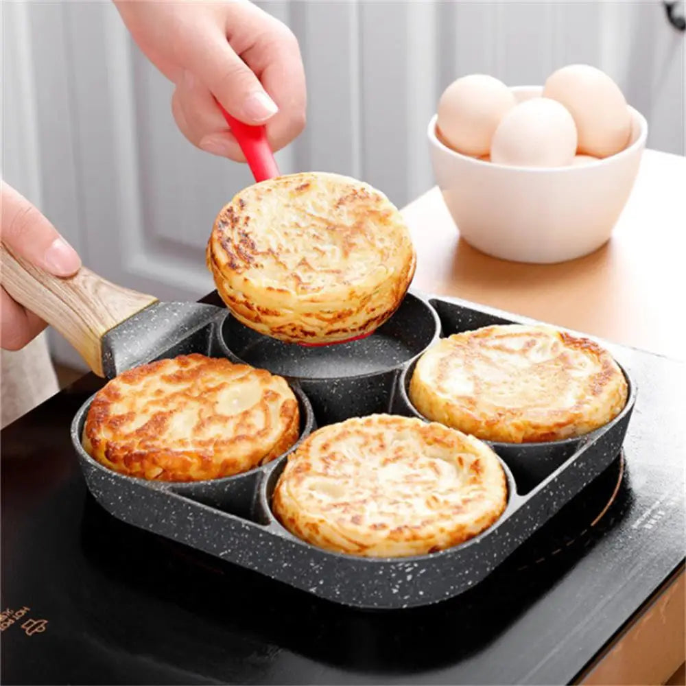 4 Hole Thickened Nonstick Egg Omelette Grilled Steak Cooking Pan Hamburger Bread Breakfast Maker Induction Cookware Omelet Pan