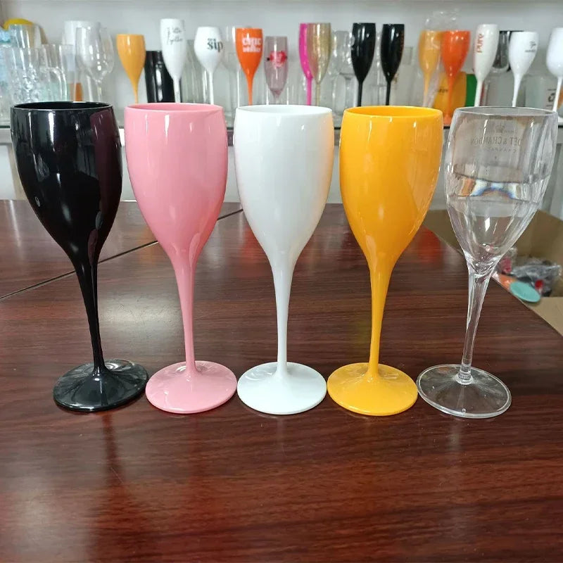 Oem Wine Glasses Champagne Flutes 175ML Glass Plastic Dishwasher-safe White Acrylic Glass Transparent Beer Cocktail Whisky Cup