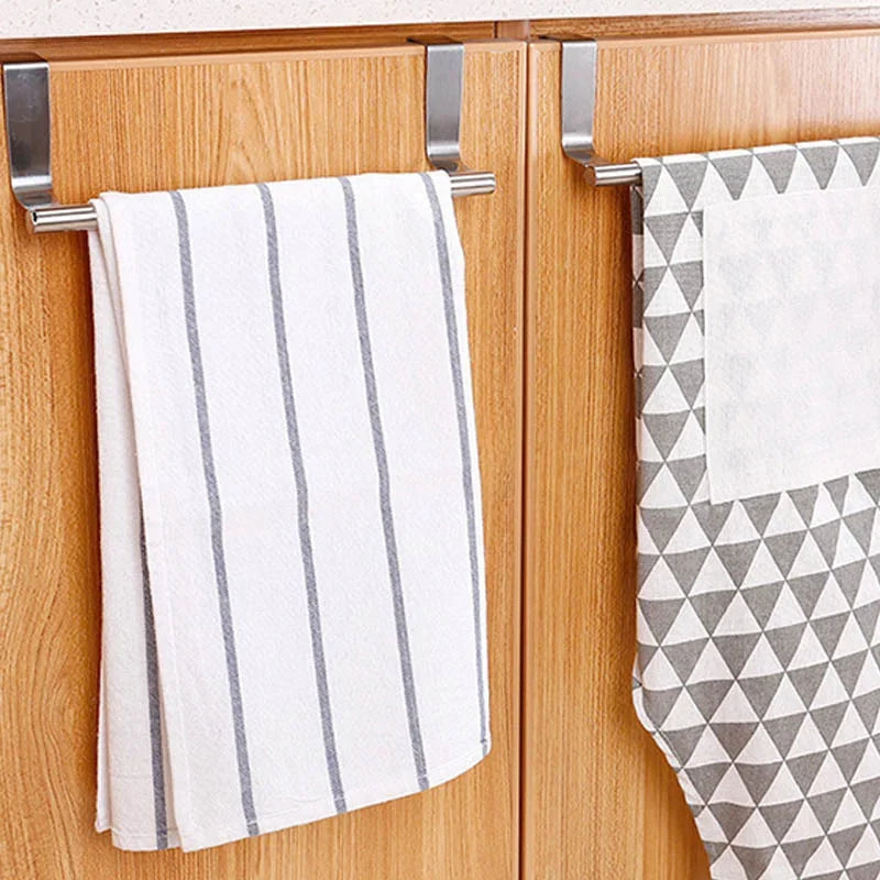 Towel Rack No-Punch Cabinet Door Back Rag Hangers Towel Bar Stainless Steel Bathroom Kitchen Cabinet Towel Rag Holder