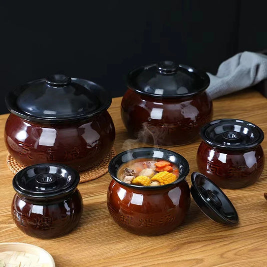 250ml / 300ml / 500ml / 1L Casserole Soup Clay Stew Pots Rice Noodle Porridge Milk Cooking Pot Pottery Pot Kitchen Gadgets