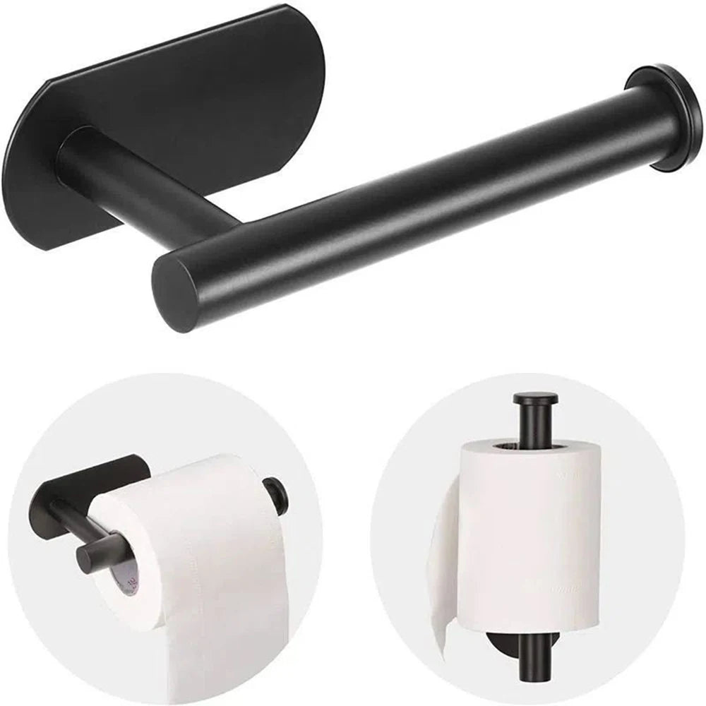 Stainless Steel Roll Paper Holder Kitchen Plastic Wrap Wall Mount No Punch Hat Hanger Toilet Paper Holder Storage Hook