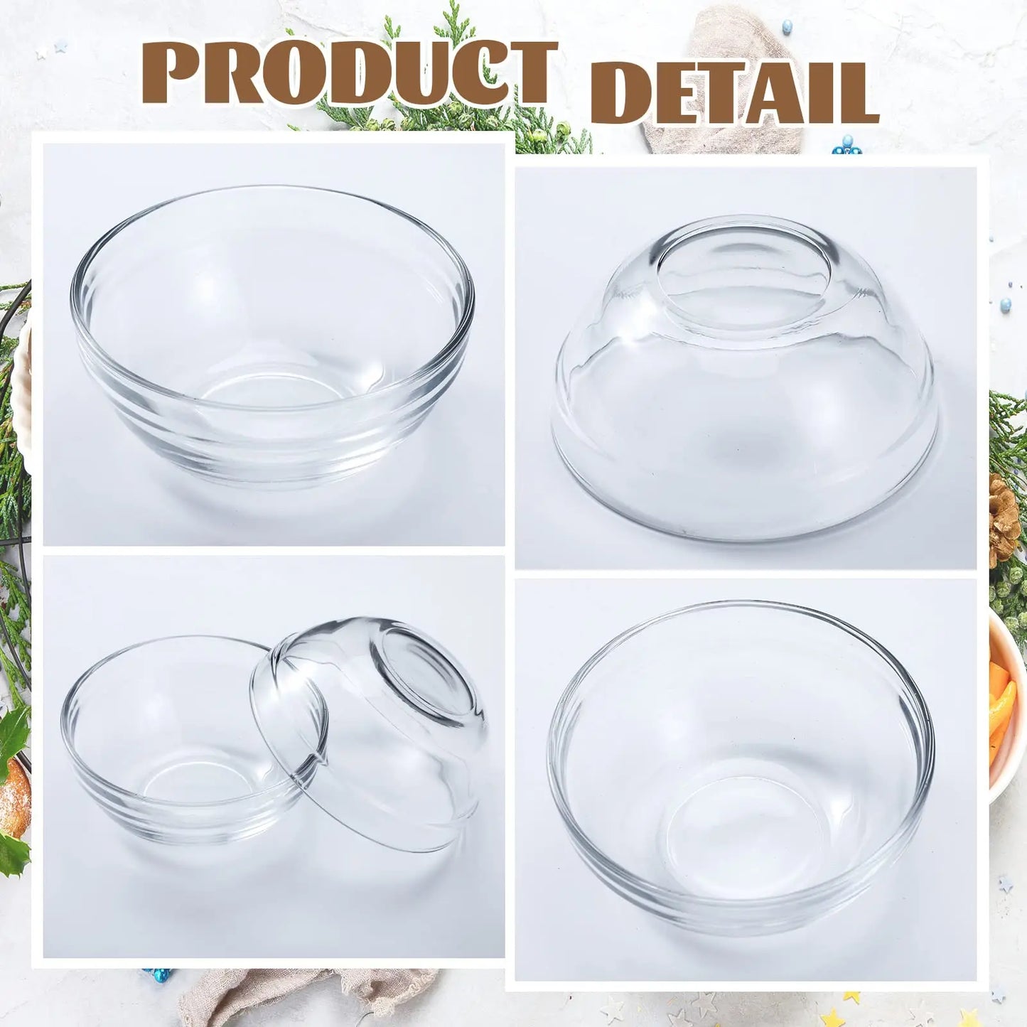 5/10 PCS Mini Meal  Bowls Glass Bowls Stackable Clear Serving Cute Bowls for Salad Dessert Dips Nut Candy Dishes for Kitchen