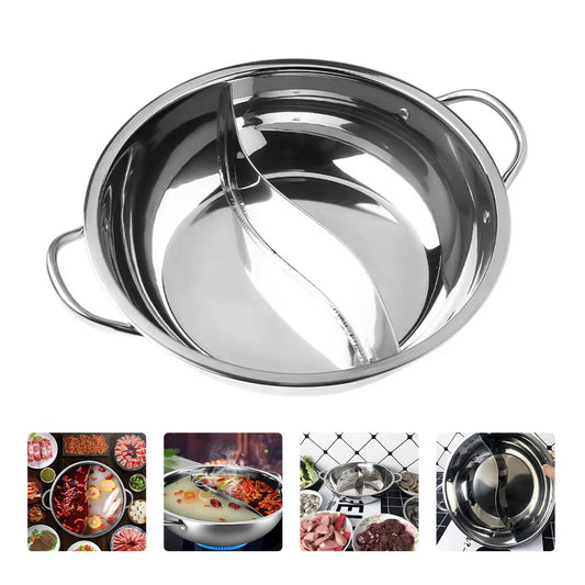 Pot Hot Shabu Divider Stainless Steel Cooking Cooker Induction Hotpot Divided Kitchen Cookware Flavor Pan