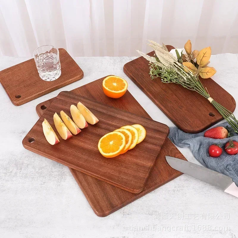 Quality Kitchen Wooden Chopping Blocks Beech Walnut Cutting Board Pizza Bread Fruit Sushi Tray Hangable Non-slip Kitchen Tools