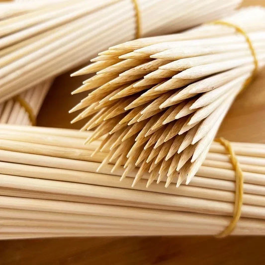 180/90Pcs Natural Wood Long Stick Disposable Bamboo Sticks for Barbecue Fruit BBQ Food Grade Bamboo Skewer Sticks 15/20/25/30cm