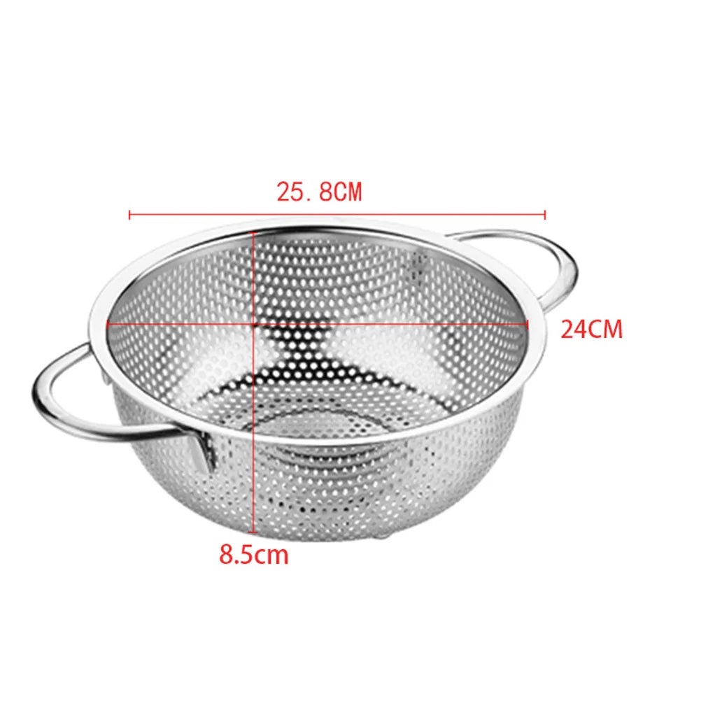 Drain Colander Mesh Strainer Basket Washing Bowl Noodle Metal Food Cover Rice Water Drainer Kitchen