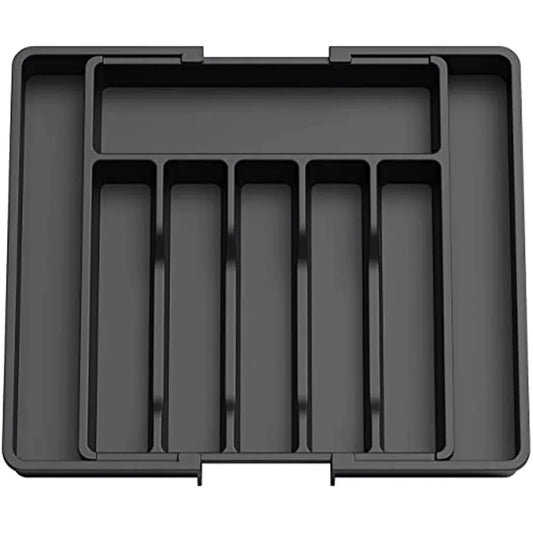 Black Cutlery Organiser Silverware Drawer Organizer Expandable Utensil Tray for Kitchen Adjustable Flatware and Cutlery Holder