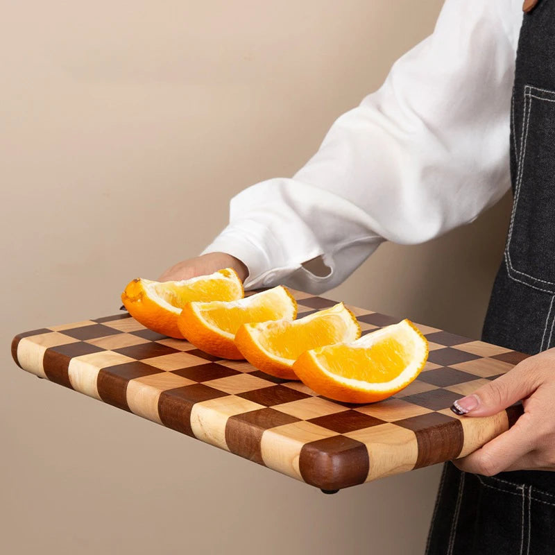 Creative checkerboard grid Cutting board household mosaic chopping board kitchen auxiliary food board fruit solid wood case plat